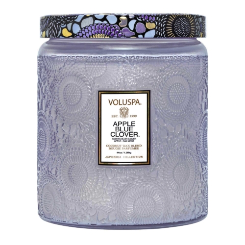 <b>VOLUSPA-JAPONICA</b><br/>VELA 44OZ VIDRIO APPLE BLUE COVER